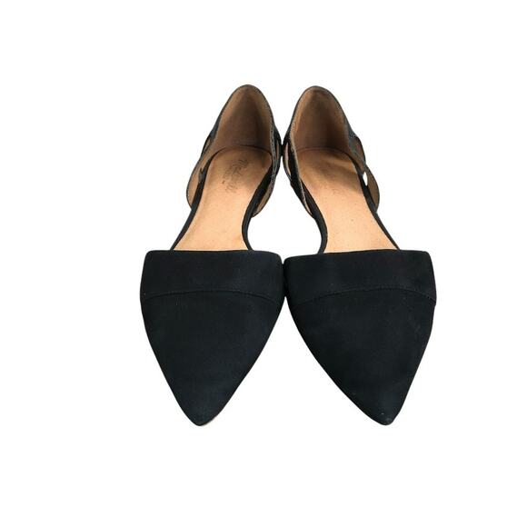 MADEWELL Leather/Suede D’Orsay CutOut Flats 9.5 Black Point Toe Office Classic - Picture 3 of 10